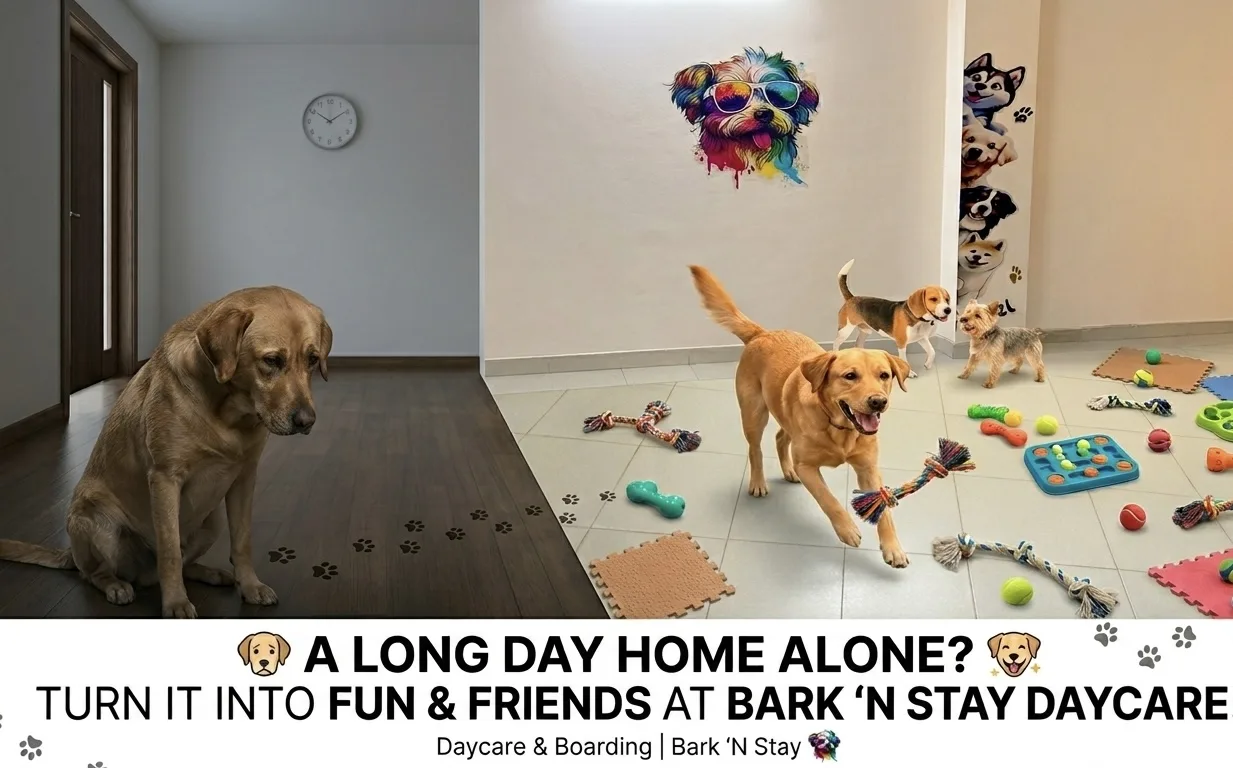 dog daycare vs alone at home Gurgaon Bark N Stay