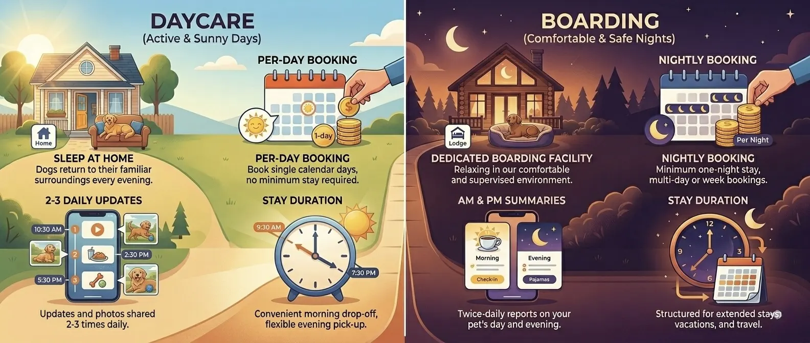 dog daycare vs boarding comparison Gurgaon Bark 'N Stay