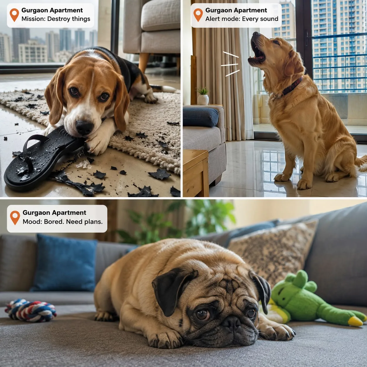 signs of bored dog Gurgaon apartment India