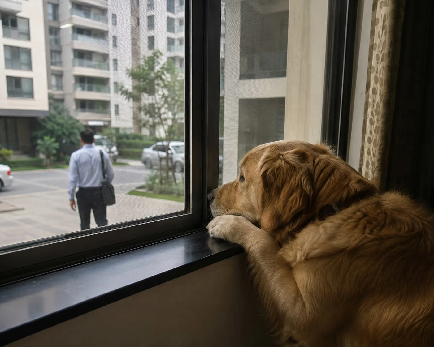 dog home alone when owner returns to office Gurgaon Bark N Stay