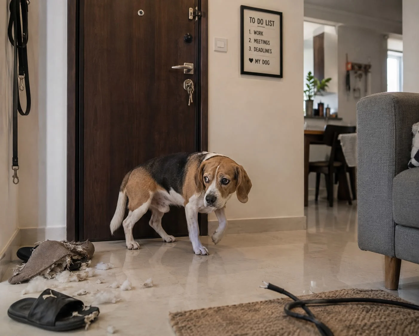dog separation anxiety signs Gurgaon apartment India